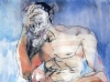 Satyr mit  Fisch  70x55 cm Aquarell