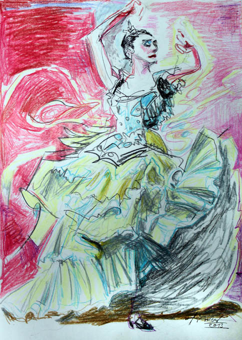 Flamenca traditionell - A4 - Buntstift
