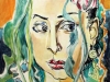 Frau mit 2 Tulpen  60x40-cm