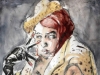 Maedchen mit rotem Haar  70x50 cm Aquarell